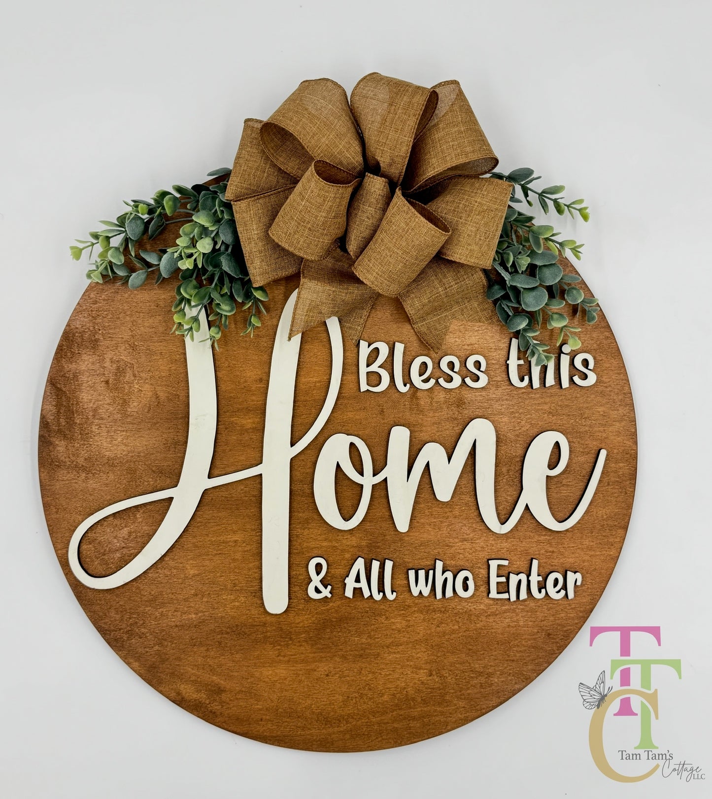 Bless This Home with Bow 18 inch Door hanger