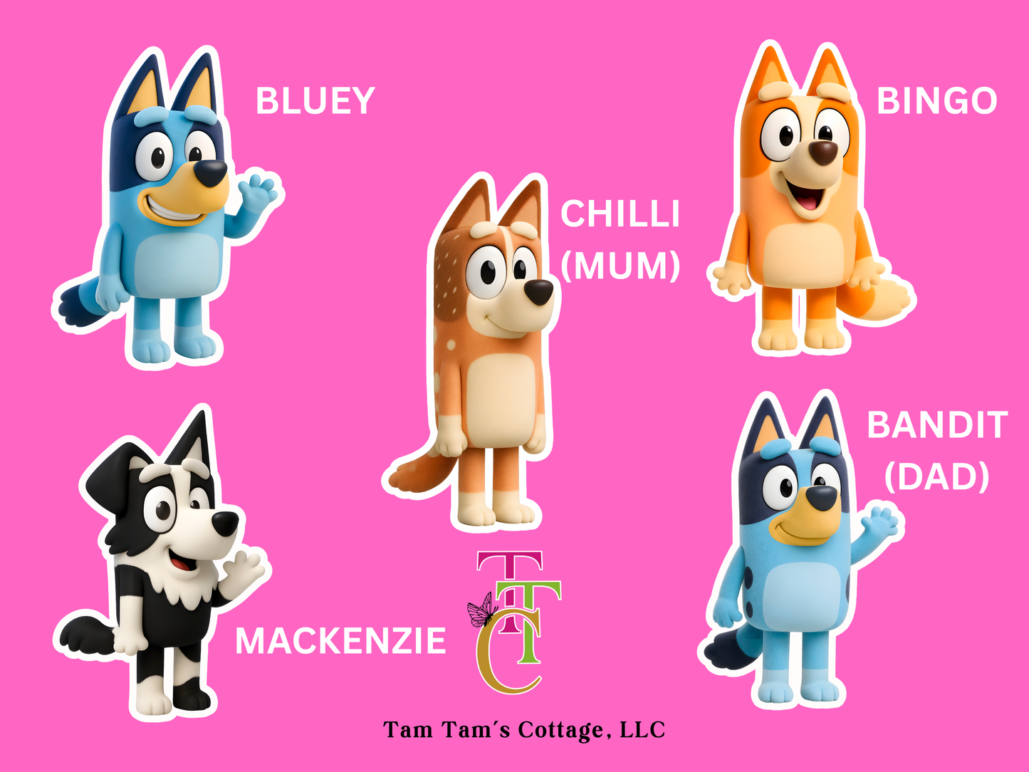 Bluey & Friends -Themed Character Cutout Props