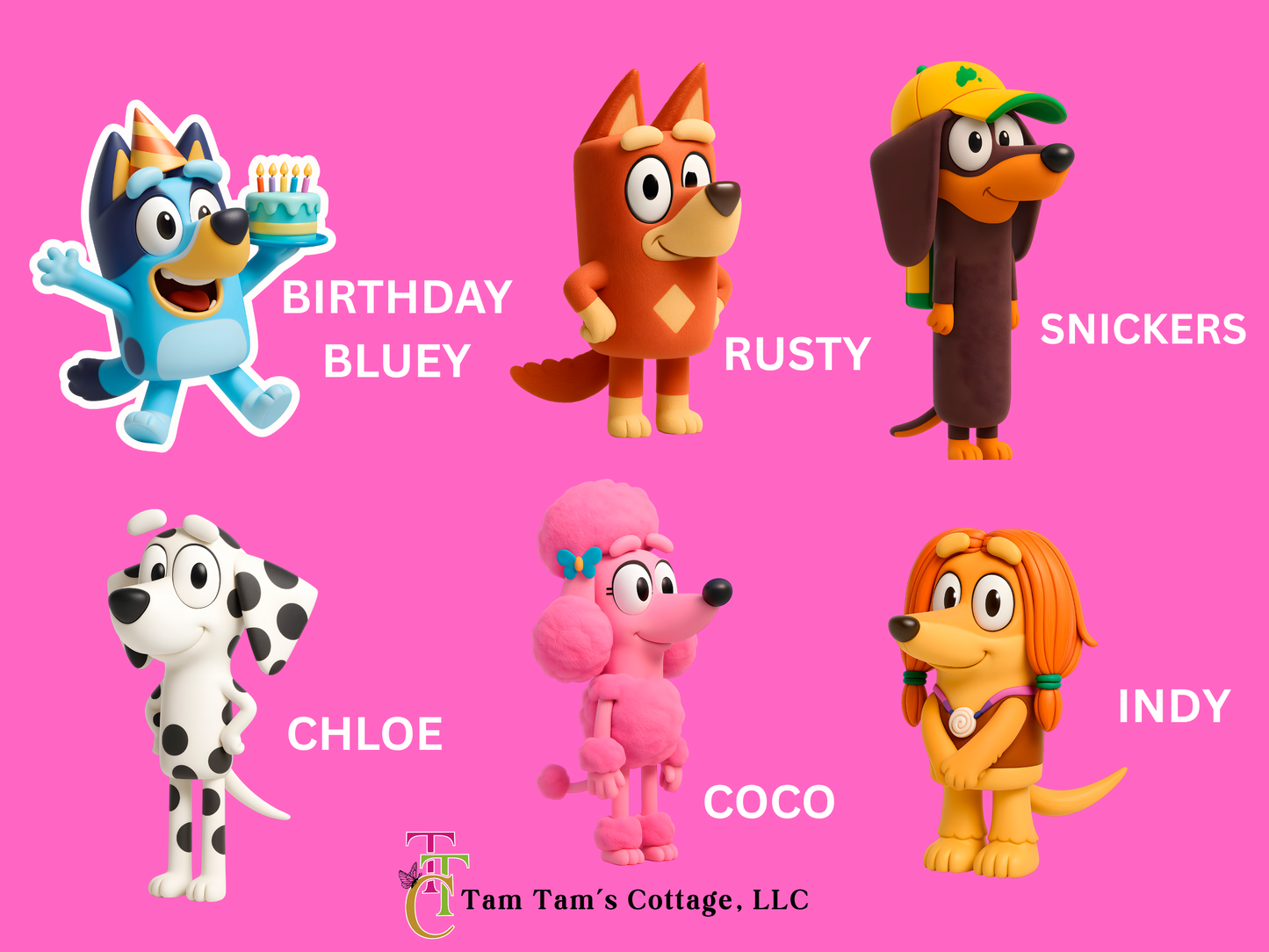 Bluey & Friends -Themed Character Cutout Props