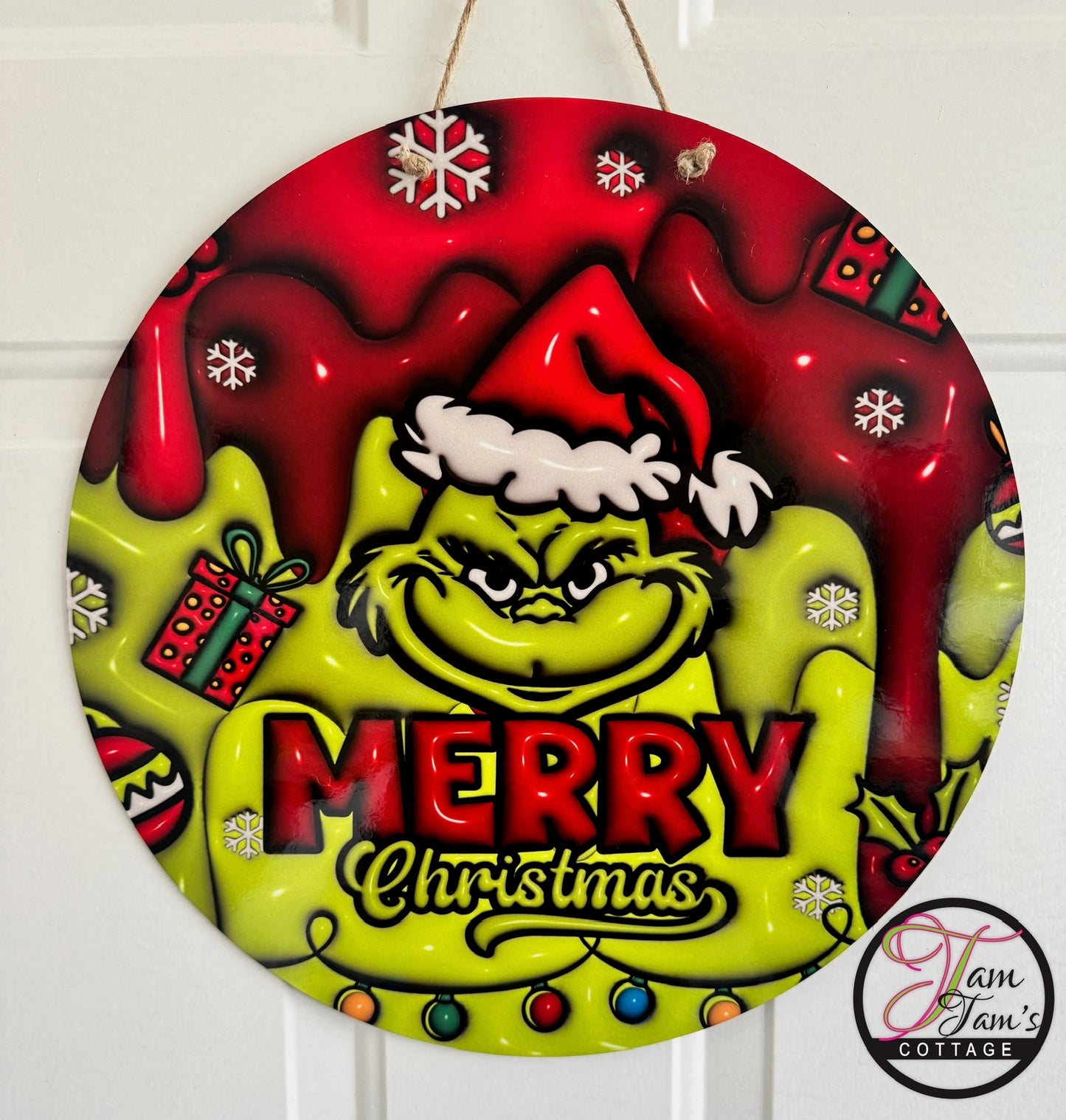 Grinch Merry Christmas Sign – Fun Holiday Door Decor
