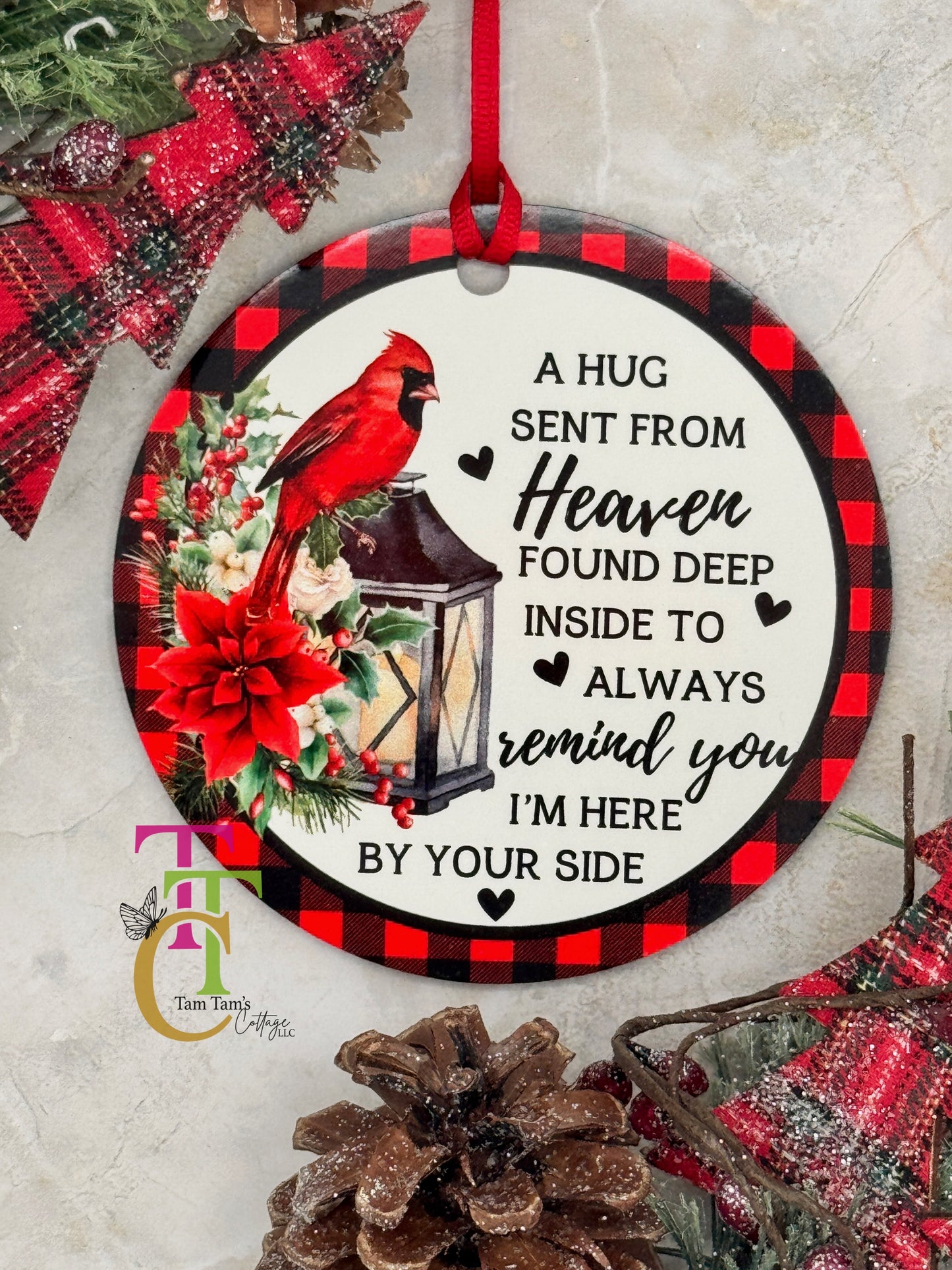 Cardinal Hugs Sent from Heaven Ornament