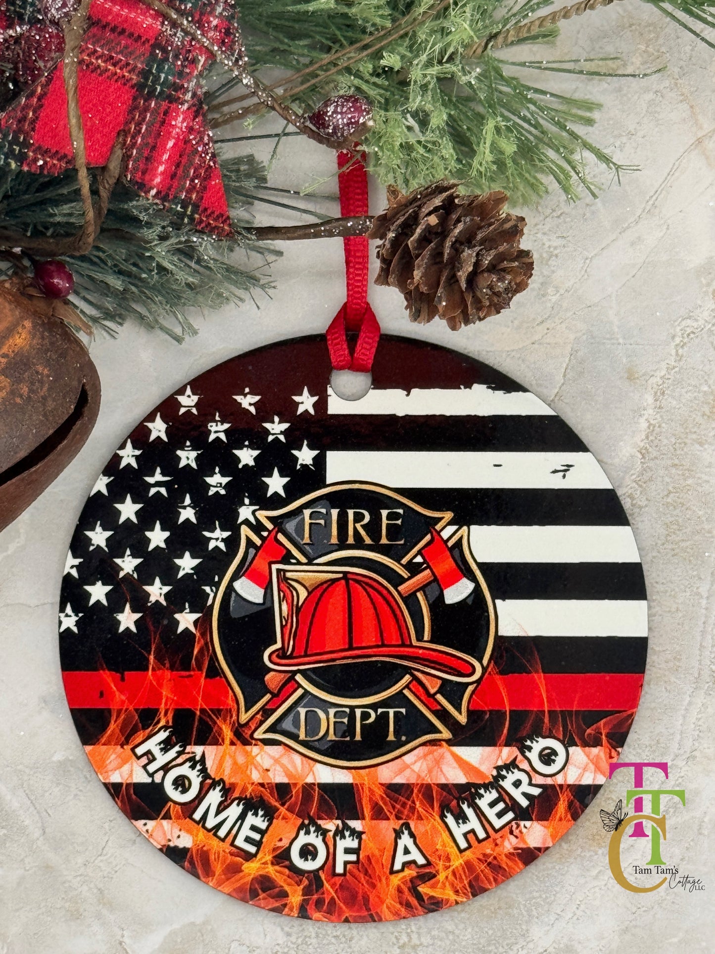 Home of A Hero-Firefighter Ornament 4 inch