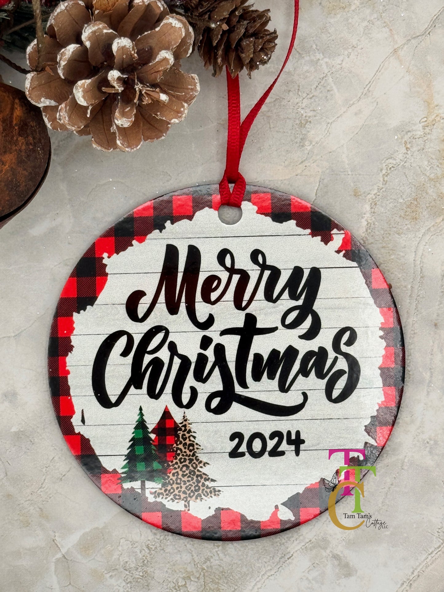 Santa's Favorite Teacher Red Buffalo Plaid