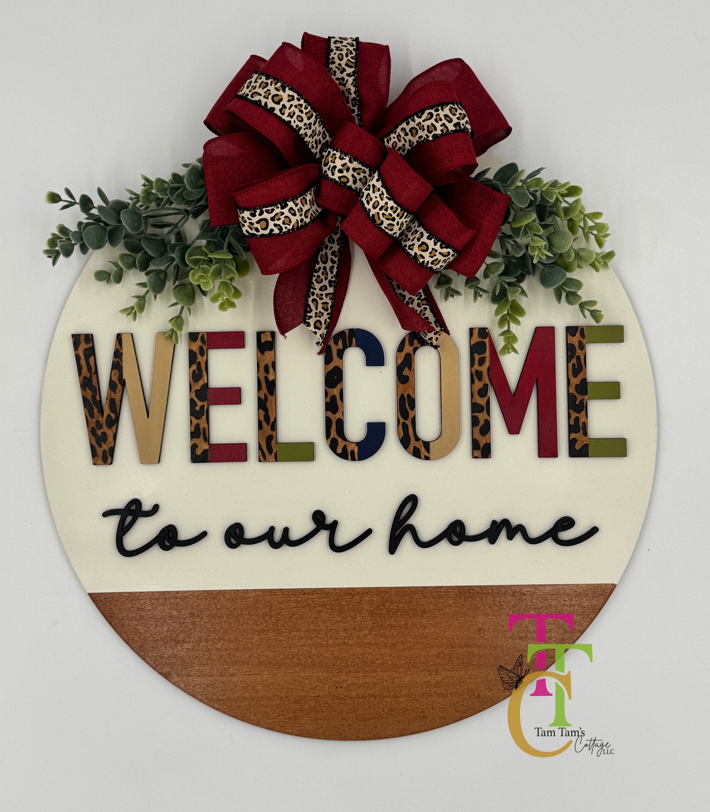 Leopard Welcome Door Hanger 18 inch