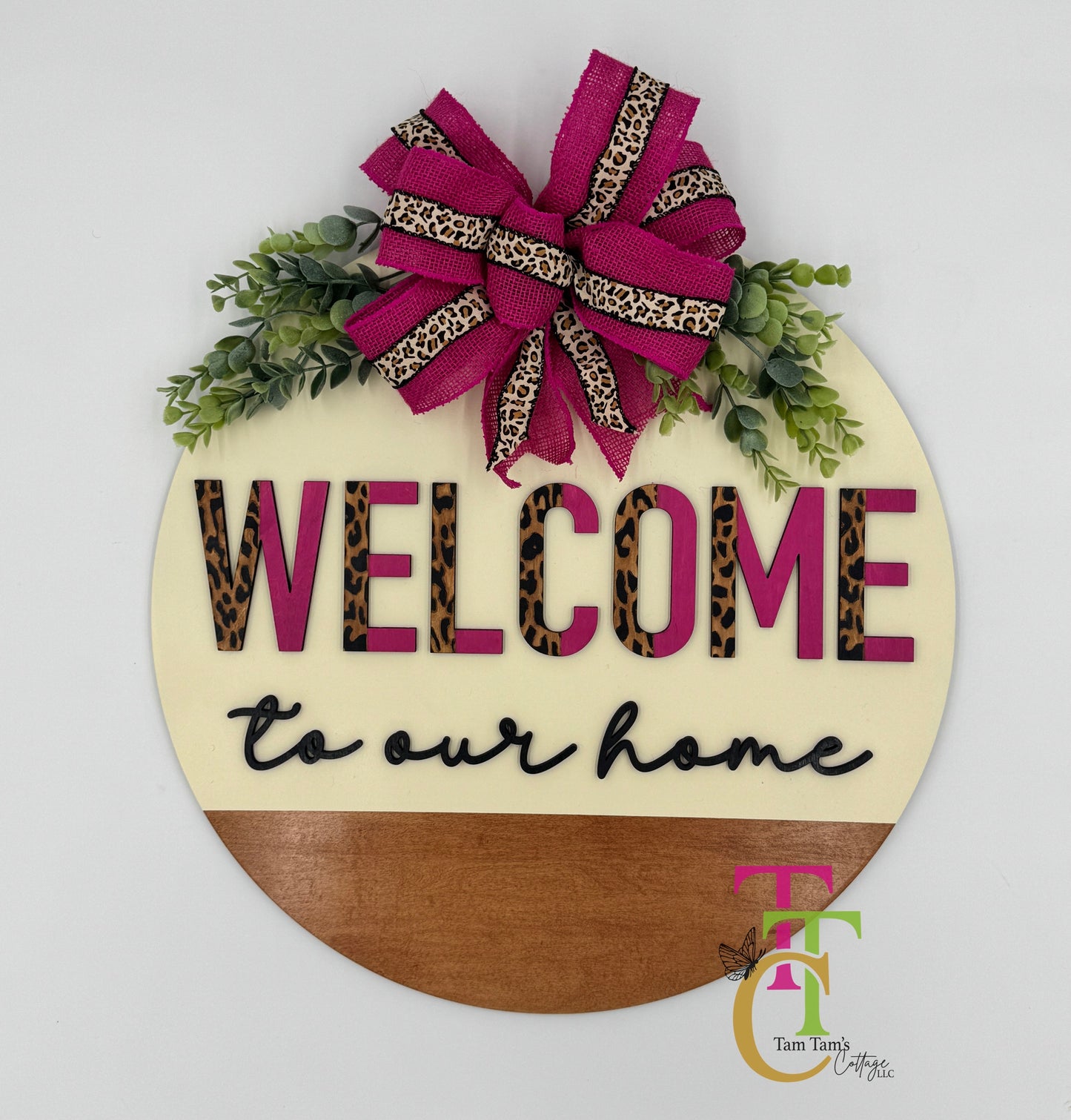 Leopard Welcome Door Hanger 18 inch