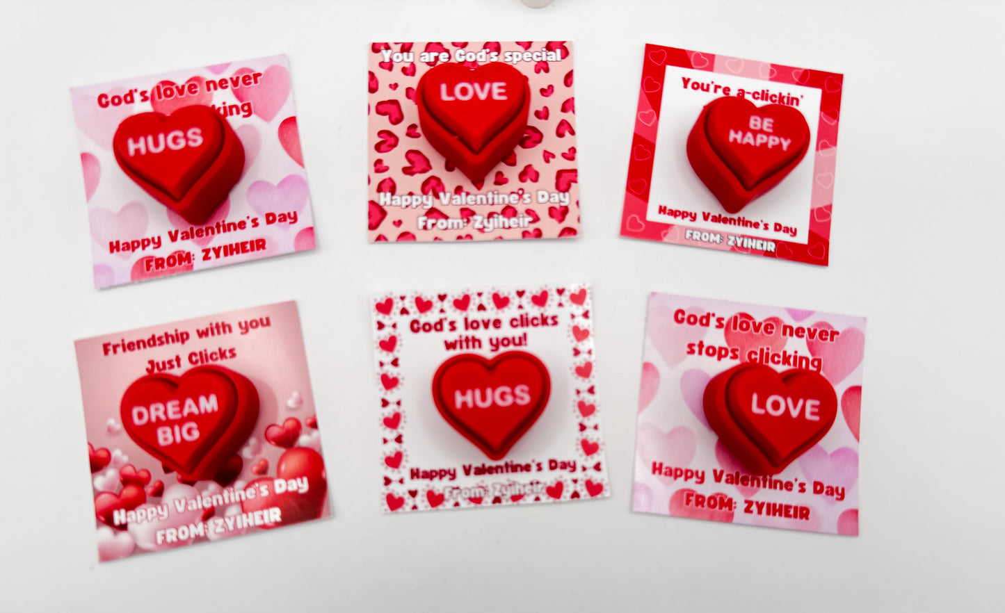 Christian Valentine Cards with God's Love Messages and Fidget Clicker Toy