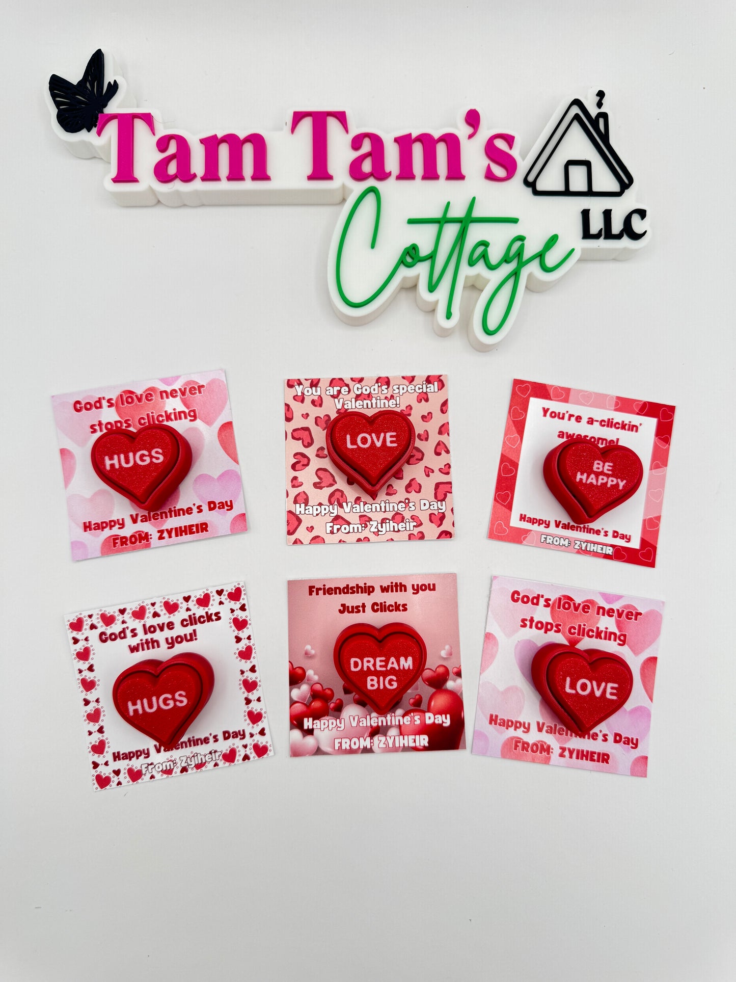 Christian Valentine Cards with God's Love Messages and Fidget Clicker Toy