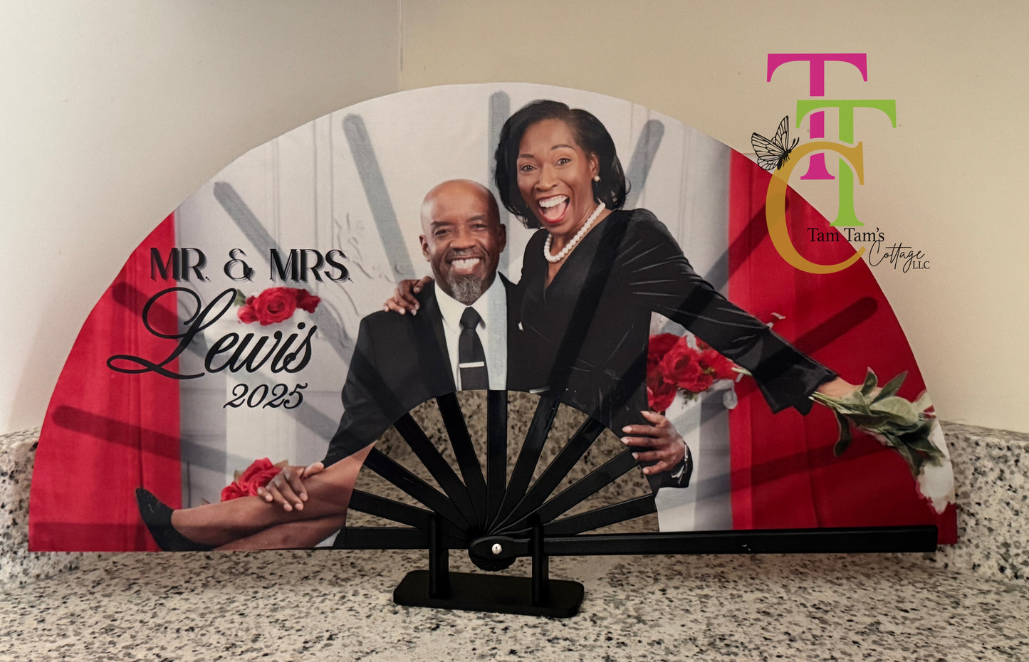 Wedding Personalized Clack Fan-Custom Folding Hand Fan with Name, Logo or Quote