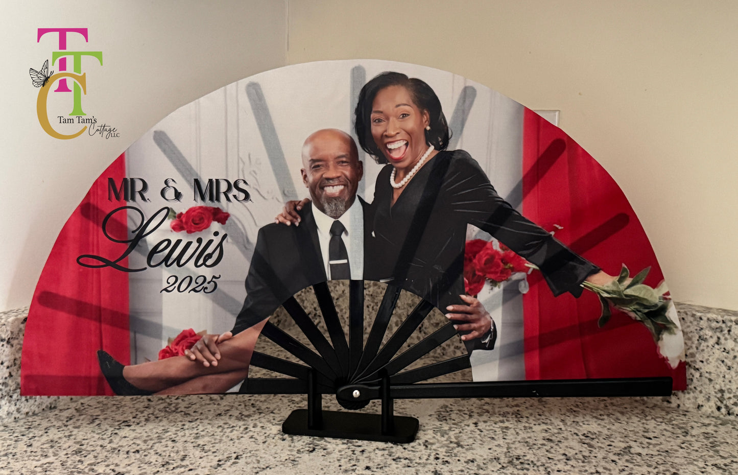 Wedding Personalized Clack Fan-Custom Folding Hand Fan with Name, Logo or Quote