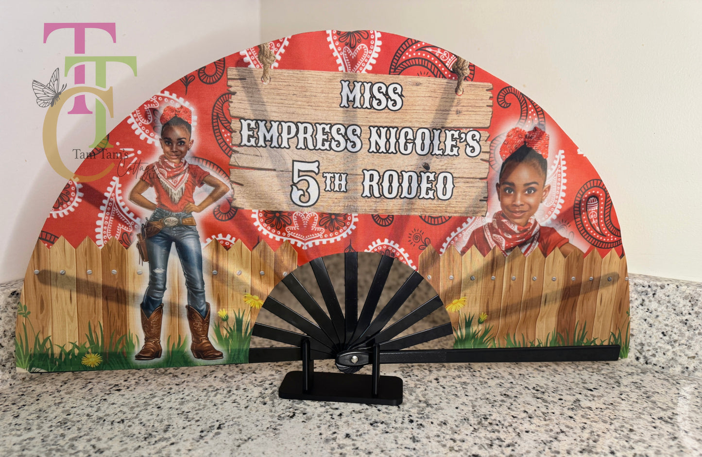 Personalized Clack Fan-Custom Folding Hand Fan with Name, Logo or Quote