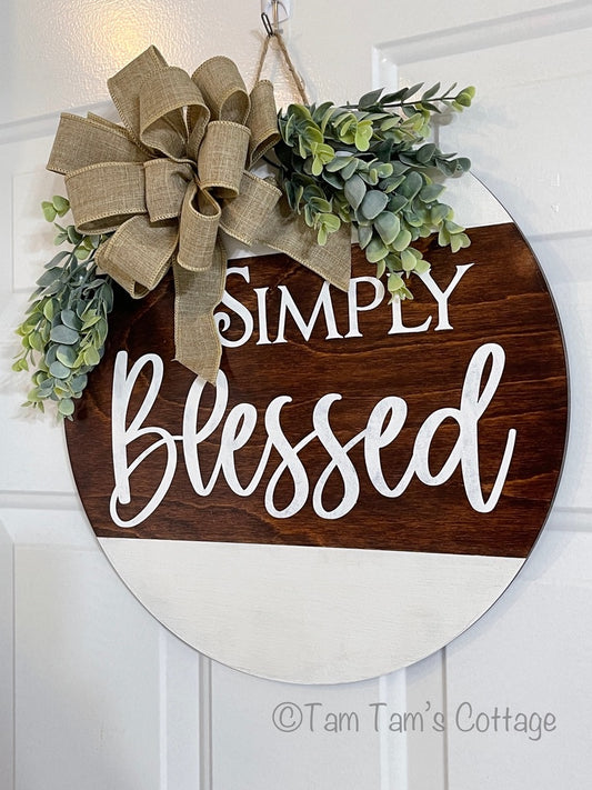 Simply Blessed Door Hanger 18 inch