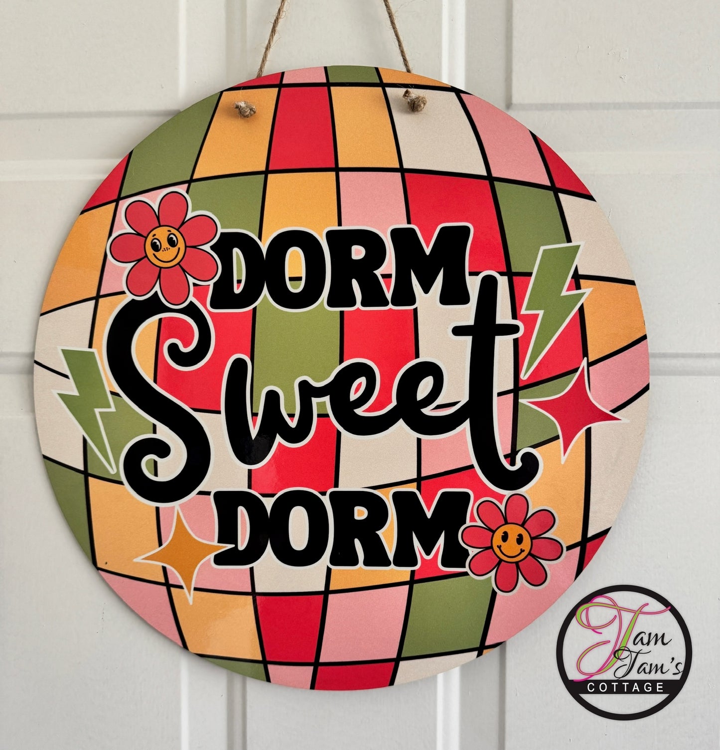 Dorm Sweet Dorm Sign – Retro Flower Power Dorm Decor
