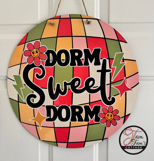 Dorm Sweet Dorm Sign – Retro Flower Power Dorm Decor