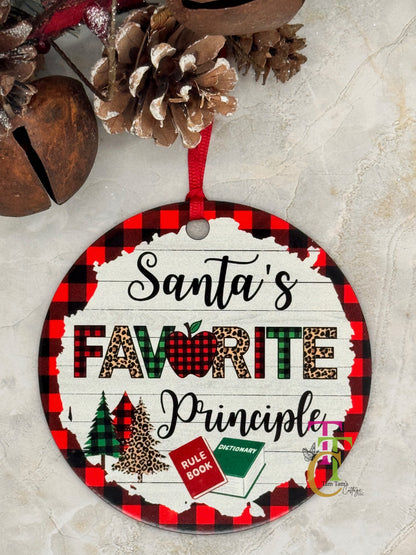 Santa's Favorite Principle Red Buffalo Plaid