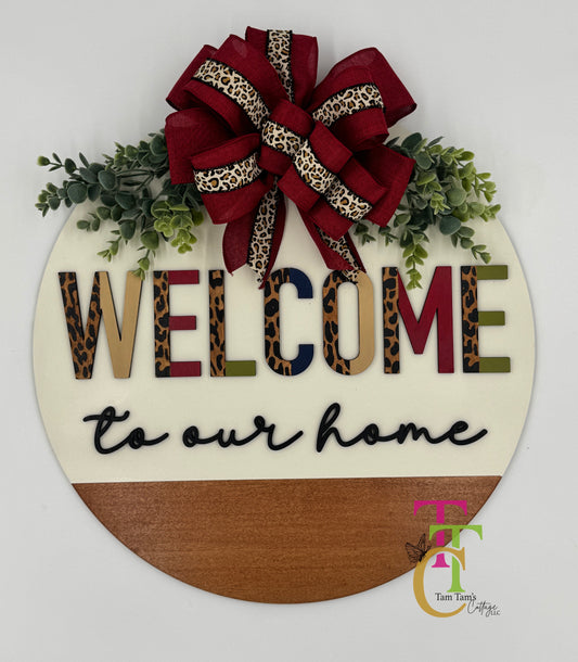 Leopard Welcome Door Hanger 18 inch